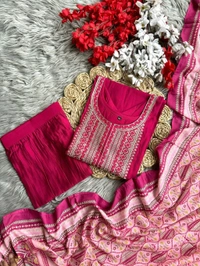 Antique Fashion 1 Pure Mountain Silk Soft Fabric With Heavy Sequnce Multy Thread WorkFully Stiched  - M