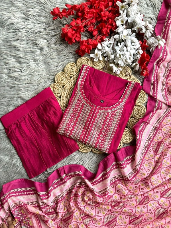 Antique Fashion 1 Pure Mountain Silk Soft Fabric With Heavy Sequnce Multy Thread WorkFully Stiched  - M