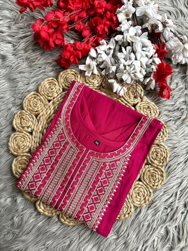 Antique Fashion 1 Pure Mountain Silk Soft Fabric With Heavy Sequnce Multy Thread WorkFully Stiched  - L