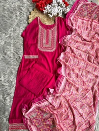 Antique Fashion 1 Pure Mountain Silk Soft Fabric With Heavy Sequnce Multy Thread WorkFully Stiched  - L