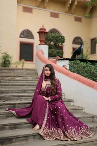 Antique Fashion 1 Get ready to shine with these stunning outfit Made from Chinon And Sequins Embroidered Work. Discover the perfect ensemble to add a touch of glamour to your wardrobe and stand out from the crowd - colour 1, L