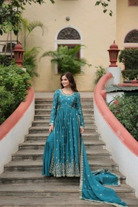 Antique Fashion 1 Get ready to shine with these stunning outfit Made from Chinon And Sequins Embroidered Work. Discover the perfect ensemble to add a touch of glamour to your wardrobe and stand out from the crowd - colour 2, XL