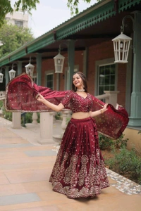 Antique Fashion 1 Without Blink Select this Designer Lehenga collection Made with Rangoli Silk With Sequins And thread Embroidered work Lehenga Choli with Dupatta