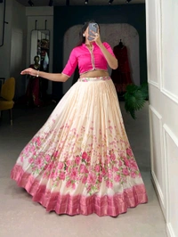 Antique Fashion 1 Embrace the allure of tradition with the modern charm of floral prints  the cotton Silk lehenga choli speaks volumes in elegance - colour 1