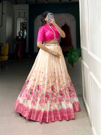 Antique Fashion 1 Embrace the allure of tradition with the modern charm of floral prints  the cotton Silk lehenga choli speaks volumes in elegance - colour 1
