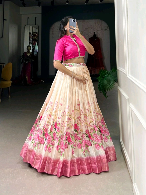 Antique Fashion 1 Embrace the allure of tradition with the modern charm of floral prints  the cotton Silk lehenga choli speaks volumes in elegance - colour 1