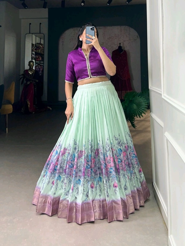 Antique Fashion 1 Embrace the allure of tradition with the modern charm of floral prints  the cotton Silk lehenga choli speaks volumes in elegance - colour 2