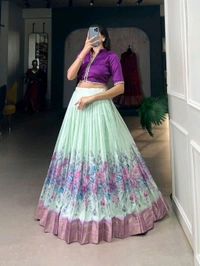 Antique Fashion 1 Embrace the allure of tradition with the modern charm of floral prints  the cotton Silk lehenga choli speaks volumes in elegance - colour 2