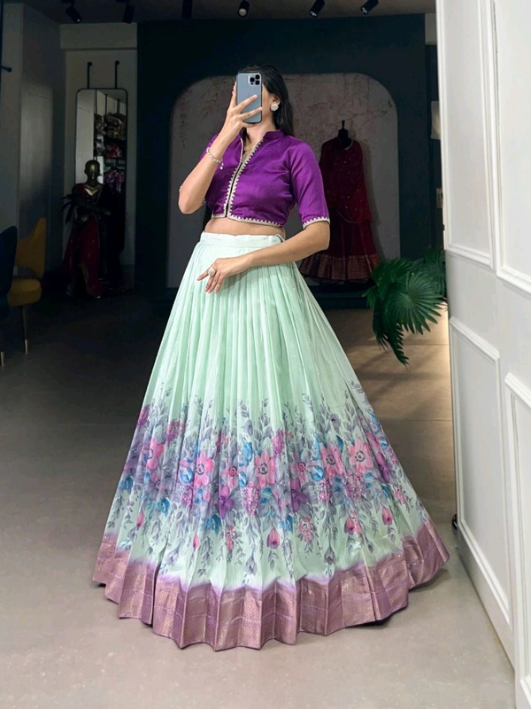 Antique Fashion 1 Embrace the allure of tradition with the modern charm of floral prints  the cotton Silk lehenga choli speaks volumes in elegance - colour 2