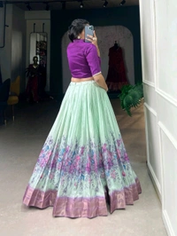 Antique Fashion 1 Embrace the allure of tradition with the modern charm of floral prints  the cotton Silk lehenga choli speaks volumes in elegance - colour 2