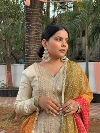 Antique Fashion 1 FABRIC  PURE SIMAR VISCOS JACQUARD SILK FRONT AND BACK EMBROIDERED WITH CANCAN  - Designe 1, S