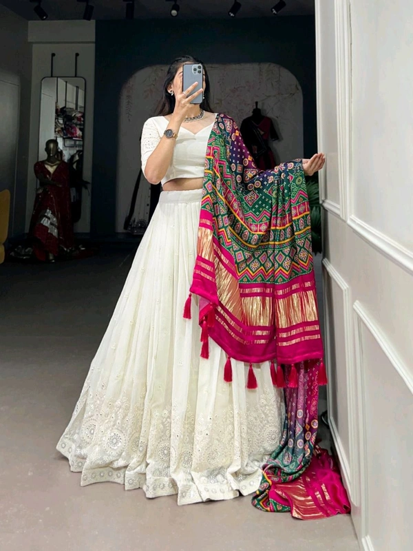 Antique Fashion 1 Experience timeless elegance with this beautiful lucknowi paper mirror work lehenga  - Designe 6