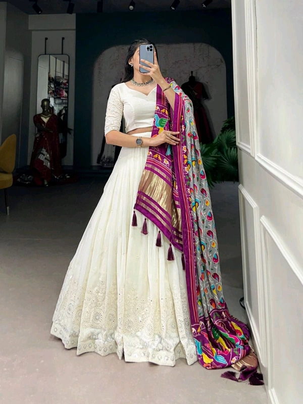 Antique Fashion 1 Experience timeless elegance with this beautiful lucknowi paper mirror work lehenga  - Designe 7