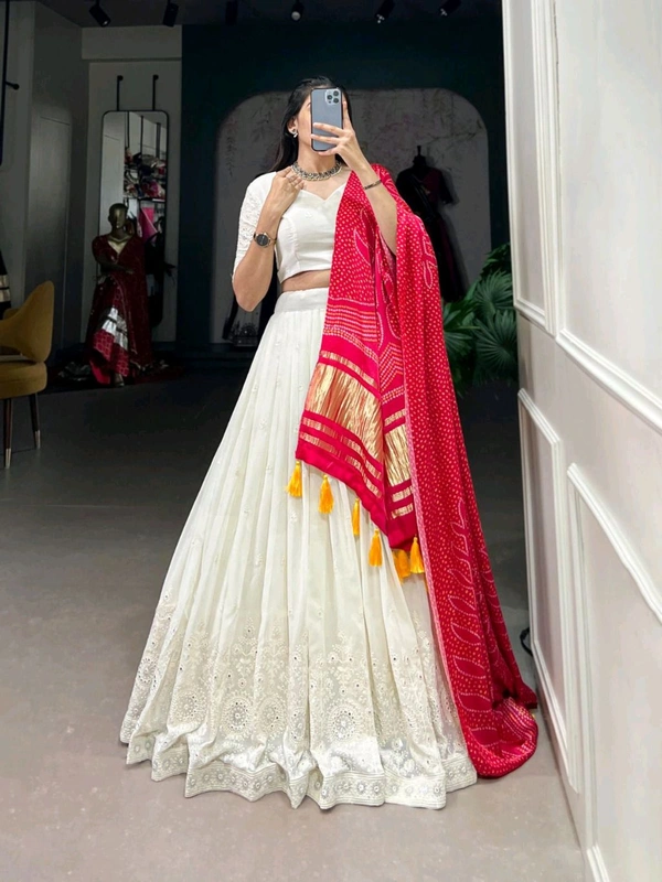 Antique Fashion 1 Experience timeless elegance with this beautiful lucknowi paper mirror work lehenga  - Designe 10