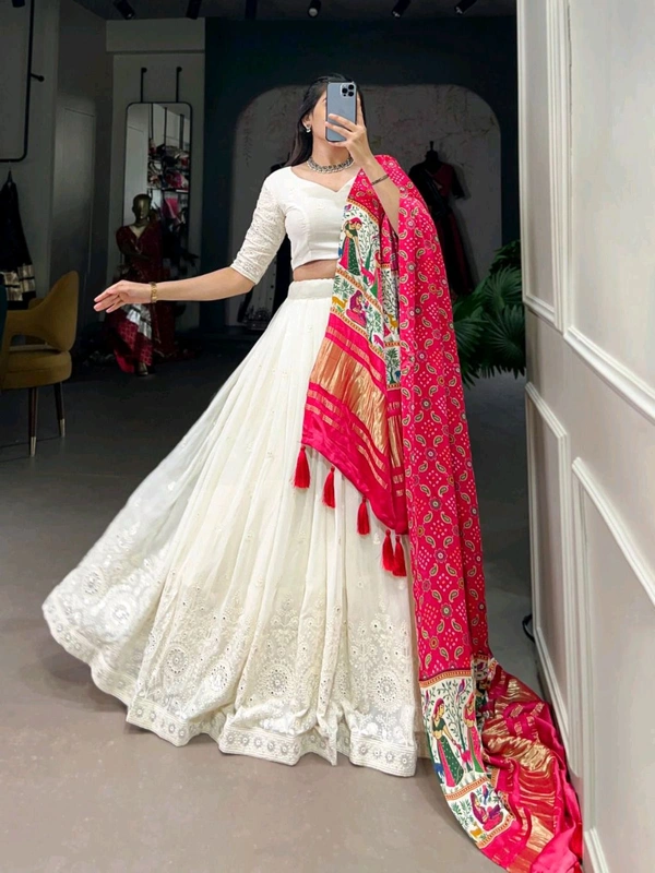 Antique Fashion 1 Experience timeless elegance with this beautiful lucknowi paper mirror work lehenga  - Designe 11