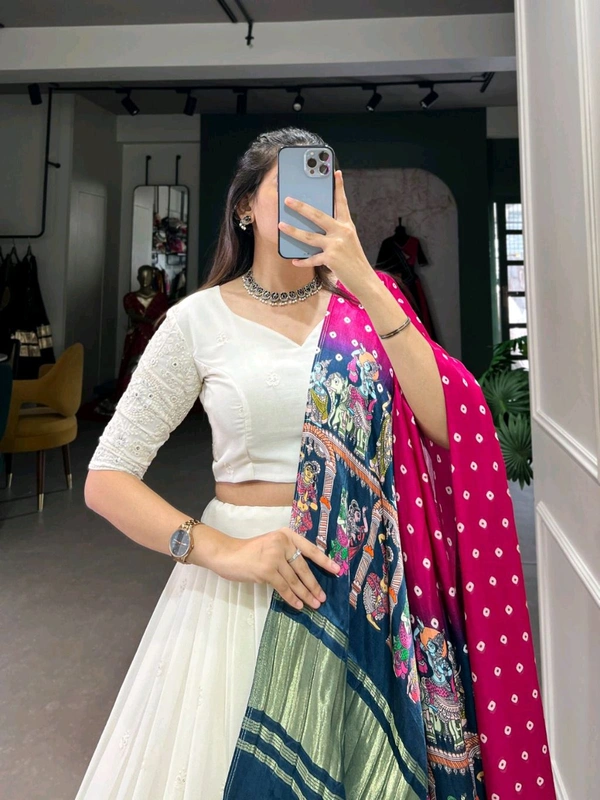 Antique Fashion 1 Experience timeless elegance with this beautiful lucknowi paper mirror work lehenga  - Designe 12