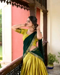 Antique Fashion 1 Paithani artistry on Cotton Silk an elegant tribute to cultural heritage   - colour 1, Flair =5 Gima Look, Unstitched Blouse