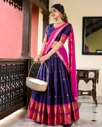 Antique Fashion 1 Paithani artistry on Cotton Silk an elegant tribute to cultural heritage   - colour 4, Flair = 3.70, Unstitched Blouse