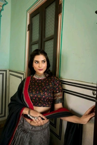 Antique Fashion 1 Elevate your ethnic game with this breathtaking tussar silk lehenga choli featuring stunning kashmiri print Perfect for any special occasion  - colour 1