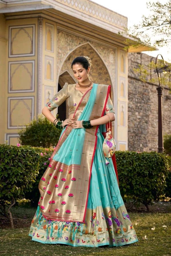 Antique Fashion 1 Captivate hearts and turn heads in our Jacquard Silk Paithani Lehenga Choli  where every detail reflects the essence of tradition  - colour 2