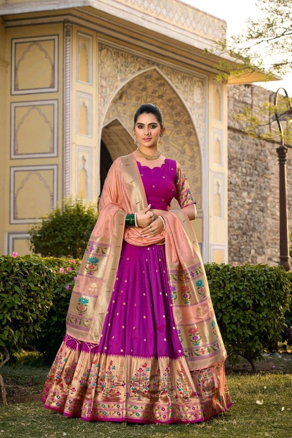 Antique Fashion 1 Captivate hearts and turn heads in our Jacquard Silk Paithani Lehenga Choli  where every detail reflects the essence of tradition  - colour 3