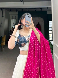 Antique Fashion 1 Pure Rayon Perfection for Wedding: Plain Lehengacholi with Gota Patti Lace Border and Embossed Design Lace Accents 