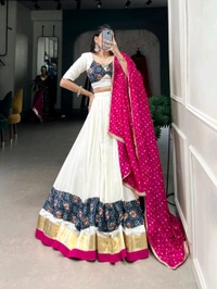 Antique Fashion 1 Pure Rayon Perfection for Wedding: Plain Lehengacholi with Gota Patti Lace Border and Embossed Design Lace Accents 