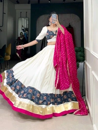 Antique Fashion 1 Pure Rayon Perfection for Wedding: Plain Lehengacholi with Gota Patti Lace Border and Embossed Design Lace Accents 