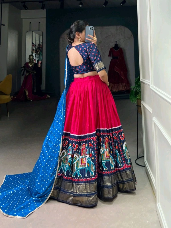 Antique Fashion 1 Elevate your ethnic wear collection with our Dola Silk Lehenga Choli adorned with traditional Patola prints that exude sophistication and charm  