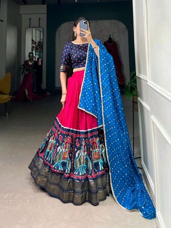 Antique Fashion 1 Elevate your ethnic wear collection with our Dola Silk Lehenga Choli adorned with traditional Patola prints that exude sophistication and charm  