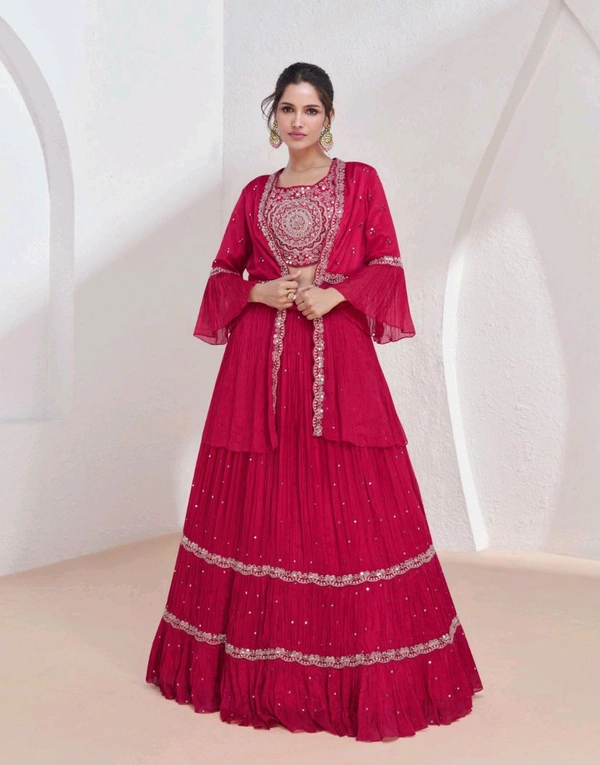 Antique Fashion 1 TOP REAL GEORGETTE free size stitch BOTTOM  REAL GEORGETTE free size sticth DUPTTA PREMIUM NET WITH FANCY LACE 