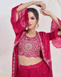 Antique Fashion 1 TOP REAL GEORGETTE free size stitch BOTTOM  REAL GEORGETTE free size sticth DUPTTA PREMIUM NET WITH FANCY LACE 
