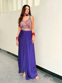 Antique Fashion 1 DESIGNER CROP TOP WITH DRAPE SKIRT DUPATTA - 2XL