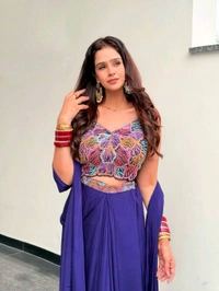 Antique Fashion 1 DESIGNER CROP TOP WITH DRAPE SKIRT DUPATTA - 2XL
