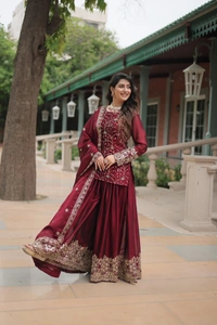 Antique Fashion 1 PREMIUM DESIGNER READYMADE KURTI PLAZOO DUPATTA COLLECTIONS - colour 1, XL