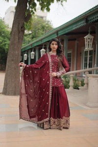Antique Fashion 1 PREMIUM DESIGNER READYMADE KURTI PLAZOO DUPATTA COLLECTIONS - colour 1, XL
