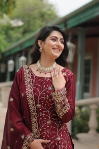Antique Fashion 1 PREMIUM DESIGNER READYMADE KURTI PLAZOO DUPATTA COLLECTIONS - colour 1, XL