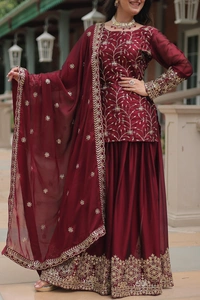 Antique Fashion 1 PREMIUM DESIGNER READYMADE KURTI PLAZOO DUPATTA COLLECTIONS - colour 1, XL