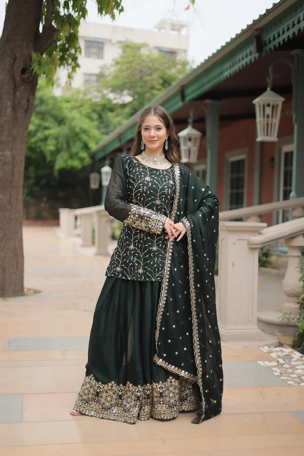 Antique Fashion 1 PREMIUM DESIGNER READYMADE KURTI PLAZOO DUPATTA COLLECTIONS - colour 2, XL