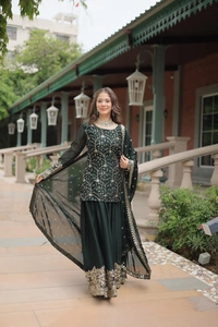 Antique Fashion 1 PREMIUM DESIGNER READYMADE KURTI PLAZOO DUPATTA COLLECTIONS - colour 2, XL