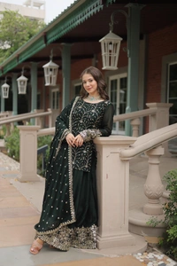 Antique Fashion 1 PREMIUM DESIGNER READYMADE KURTI PLAZOO DUPATTA COLLECTIONS - colour 2, XL
