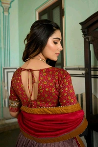 Antique Fashion 1 Elevate your ethnic game with this breathtaking tussar silk lehenga choli featuring stunning kashmiri print Perfect for any special occasion  - colour 2