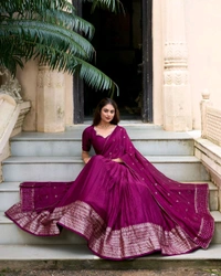 Antique Fashion 1 Pure Chanderi Plain Lehenga with Intricate Zari Work Border - colour 1, Note :- Flair :- 4.8 Meter