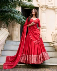 Antique Fashion 1 Pure Chanderi Plain Lehenga with Intricate Zari Work Border - colour 2