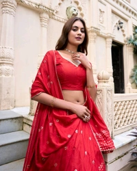 Antique Fashion 1 Pure Chanderi Plain Lehenga with Intricate Zari Work Border - colour 2