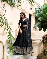 Antique Fashion 1 Pure Chanderi Plain Lehenga with Intricate Zari Work Border - colour 3