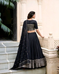 Antique Fashion 1 Pure Chanderi Plain Lehenga with Intricate Zari Work Border - colour 3