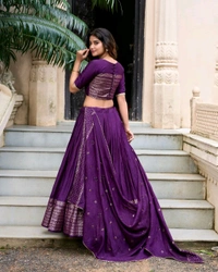 Antique Fashion 1 Pure Chanderi Plain Lehenga with Intricate Zari Work Border - colour 4