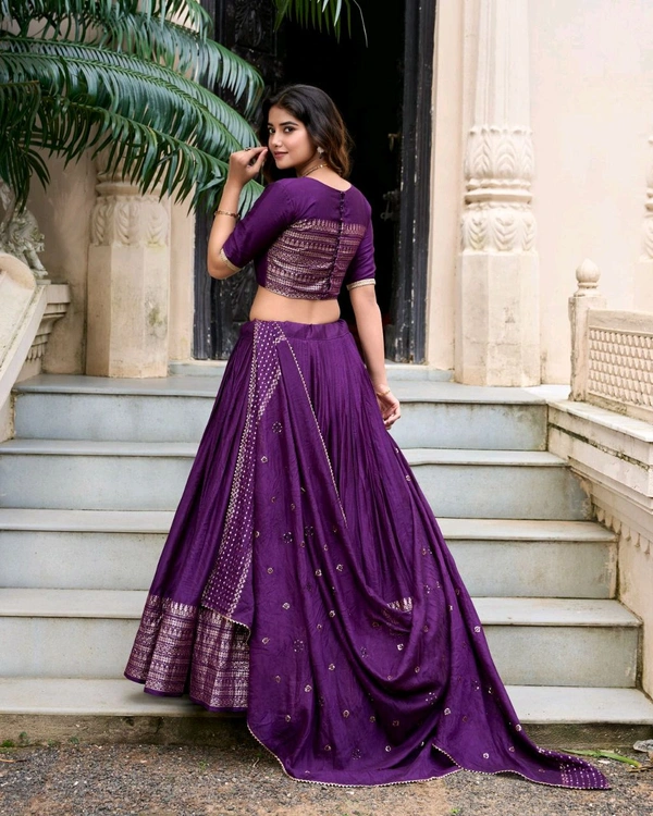 Antique Fashion 1 Pure Chanderi Plain Lehenga with Intricate Zari Work Border - colour 4