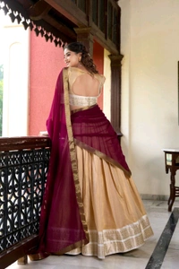 Antique Fashion 1 Kanchipuram Lehenga  - colour 1, Blouse size ( L ), Unstiched Blouse